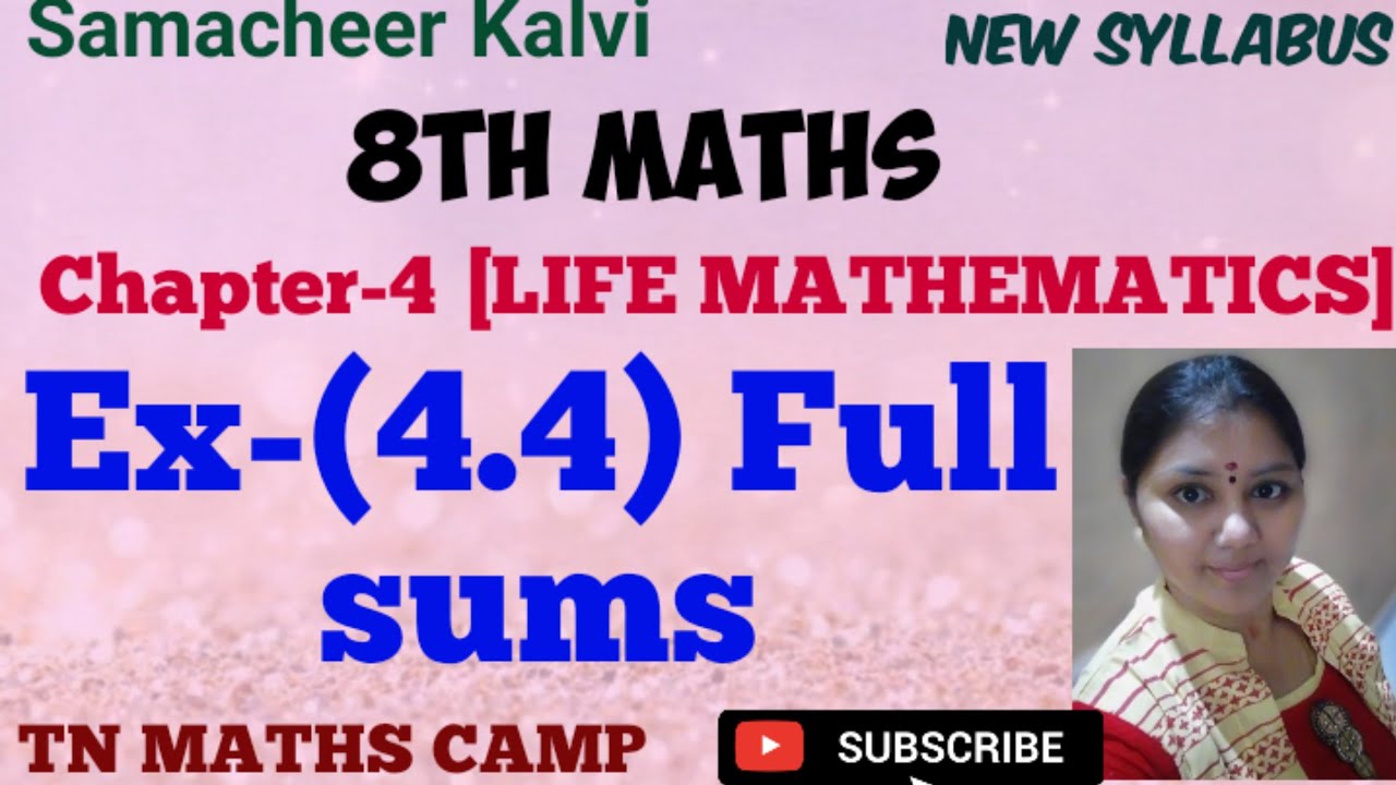8th TN Maths Ex-(4.4)Full sums,Chapter-4[LIFE MATHEMATICS] Samacheer Kalvi english medium,stateboard