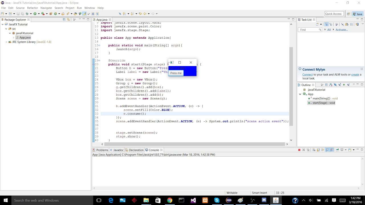 JavaFX tutorials: Episode 4- Event Handlers