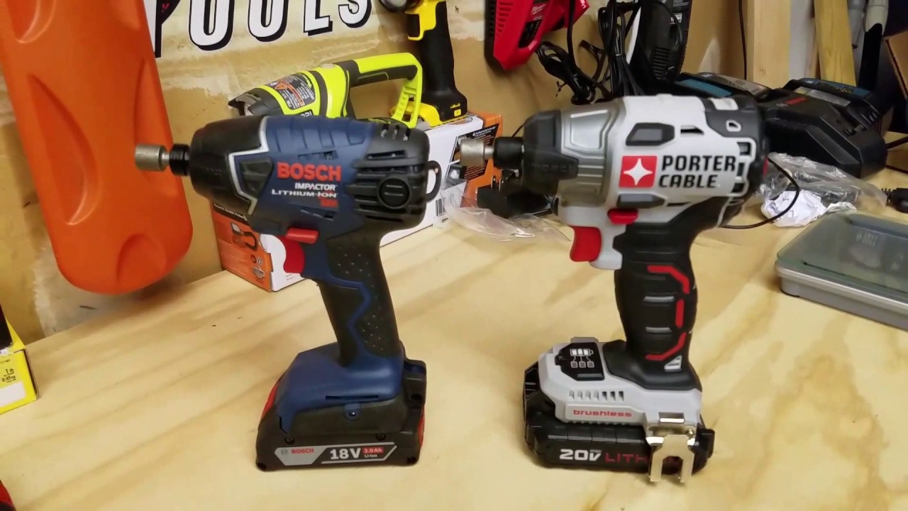 Bosch Brushed Impactor vs. Porter Cable Brushless 18v Impact Driver Lag Bolt Face Off