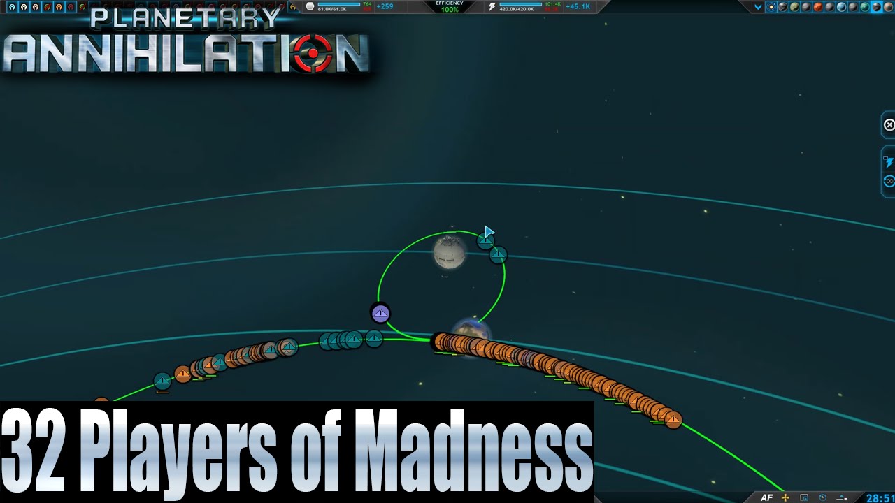 Planetary Annihilation 32 player FFA - 32 Players of Madness
