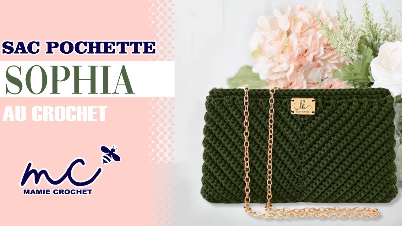 Comment faire un sac pochette SOPHIA 24 x 14 cm clutch au crochet , tuto,pas à pas