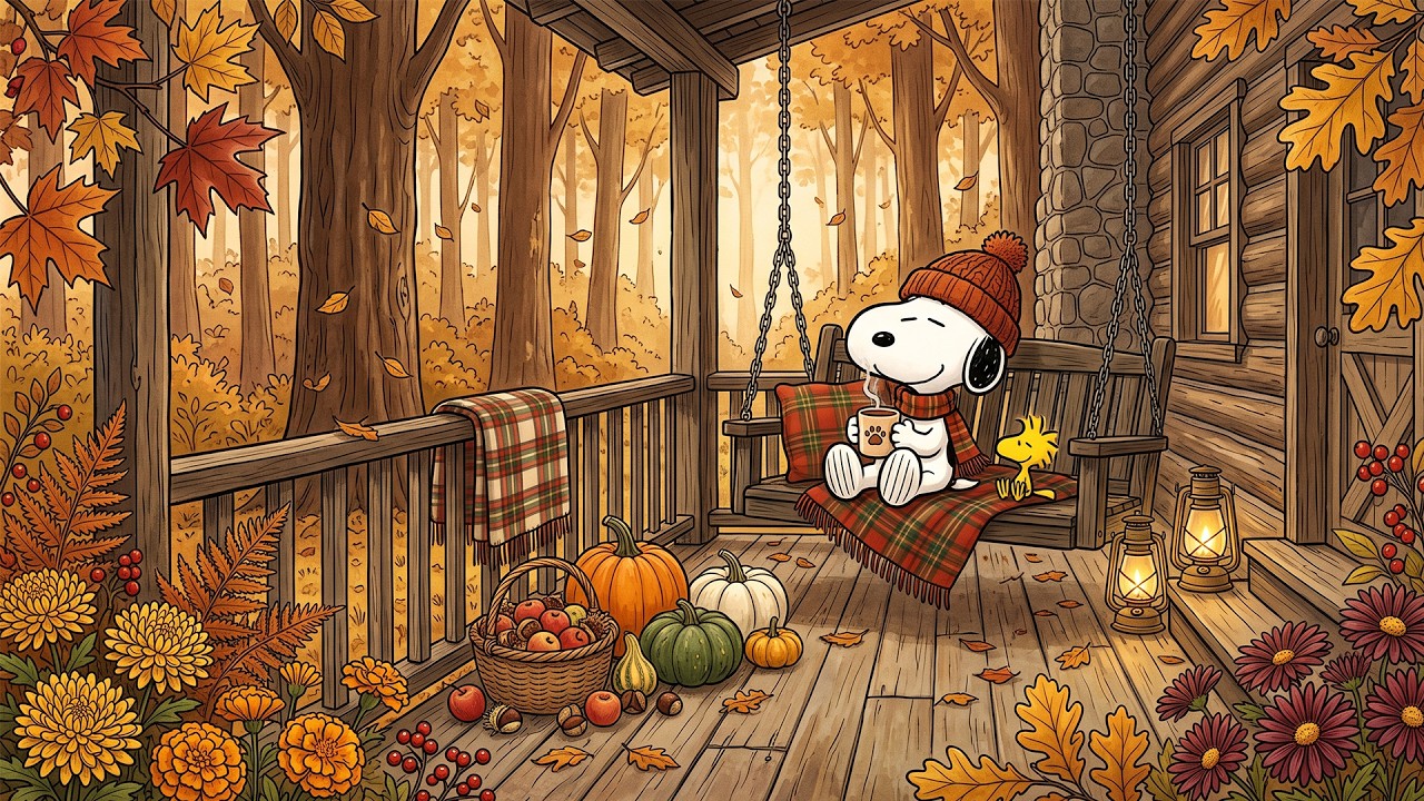 Snoopy&rsquo;s Cozy Harvest Morning 🎃 Gentle Autumn Jazz for Coffee, Study & Peaceful Relaxation