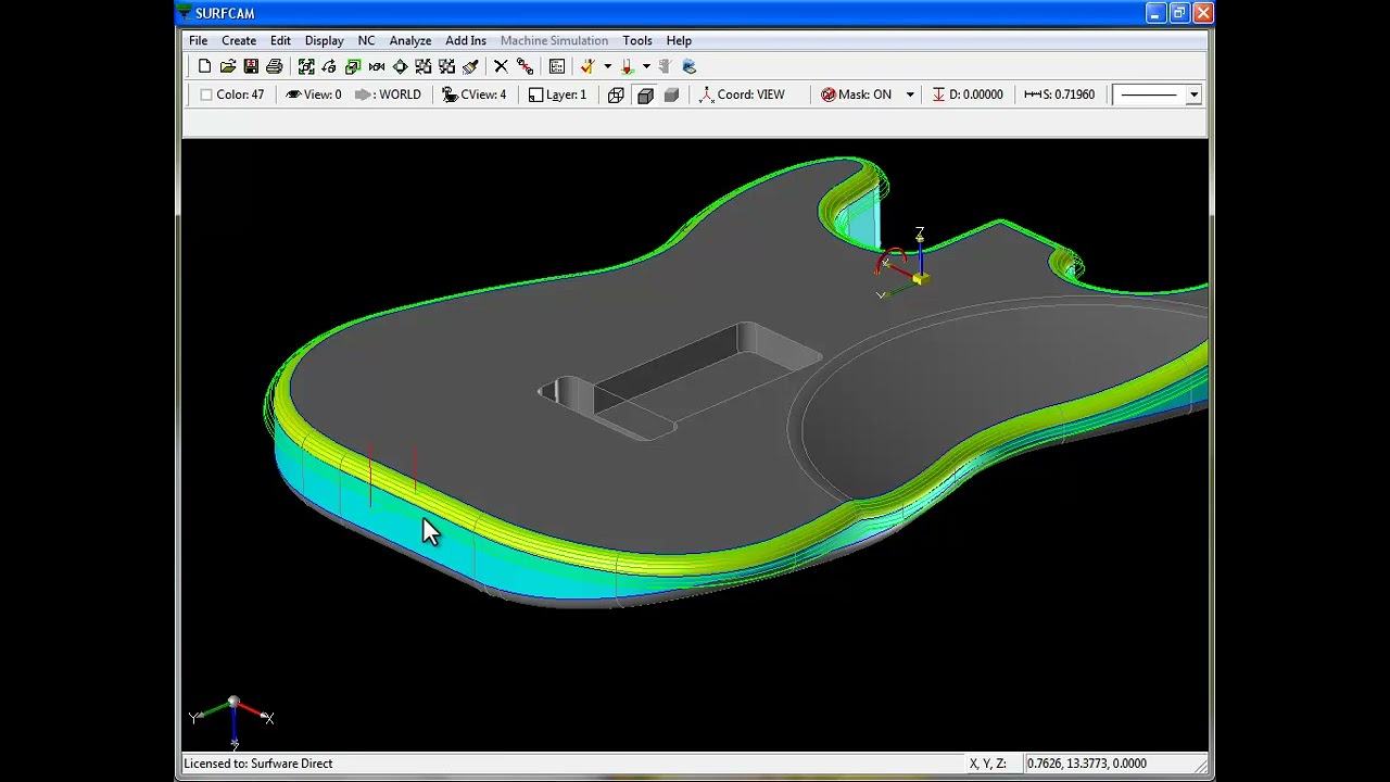 SURFCAM 3 Axis Multi Cut：Spiral and Undercut