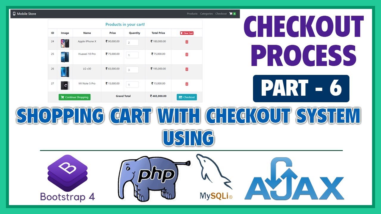 #6 Shopping Cart With Checkout System Using Bootstrap 4, PHP, MySQLi & Ajax | Checkout Process
