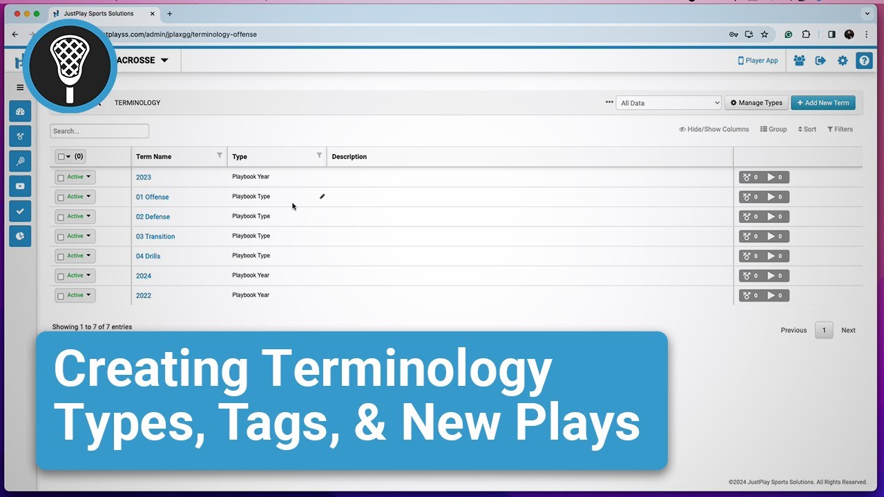 Creating Terminology Types, Tags, and New Plays - Just Play Lacrosse