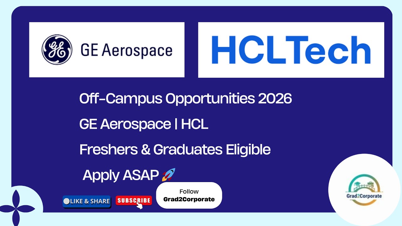 🚨 GE Aerospace Internship 2026 | HCL Software Engineer Hiring 2026 | Freshers Jobs | Up to ₹10 LPA