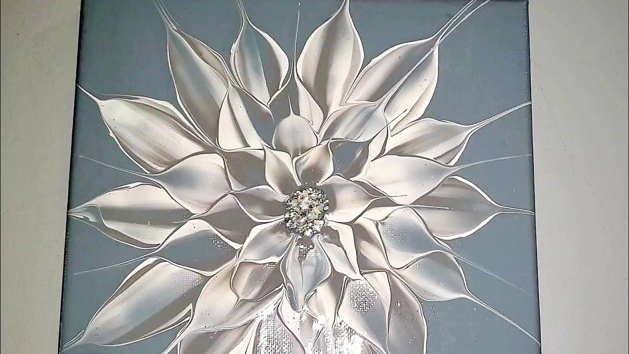 Simple Elegant and Neutral Flower Painting (Acrylic Pour Painting) #acrylicpainting