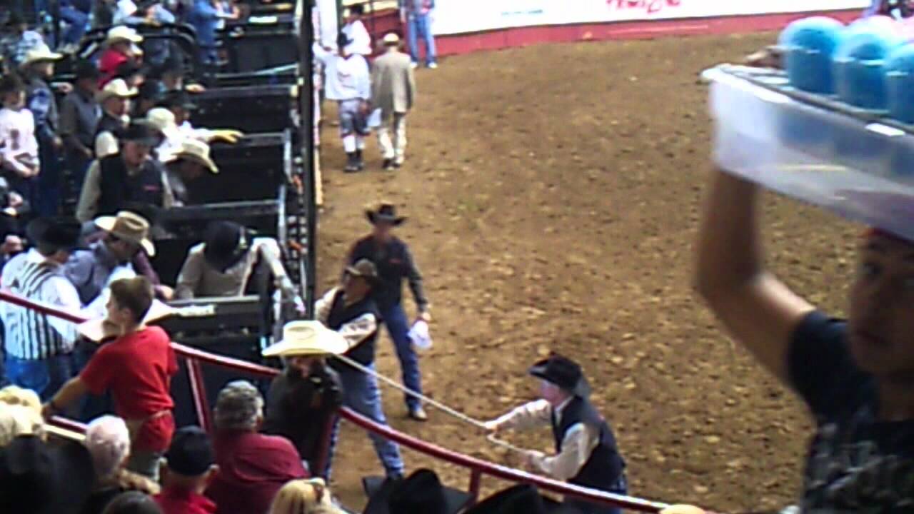 Wade Sundell riding saddle back @ San Angelo Rodeo