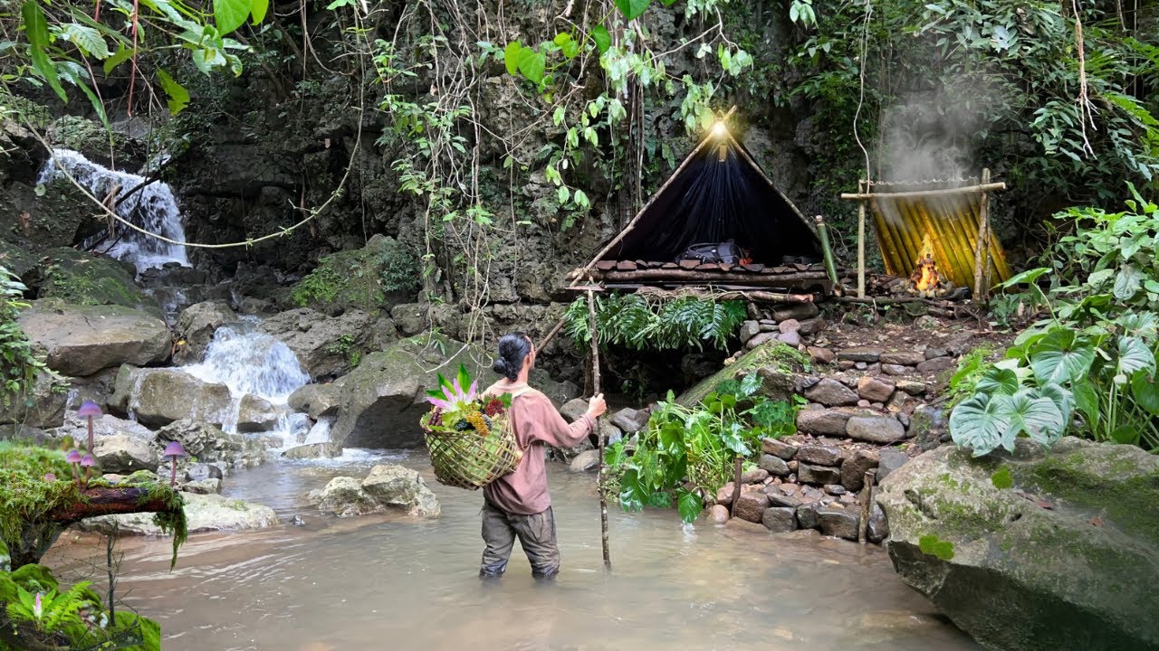 Membangun istana di hutan Dan bertahan hidup sendirian selama 100 hari  - Eps. 04 Paman Bara