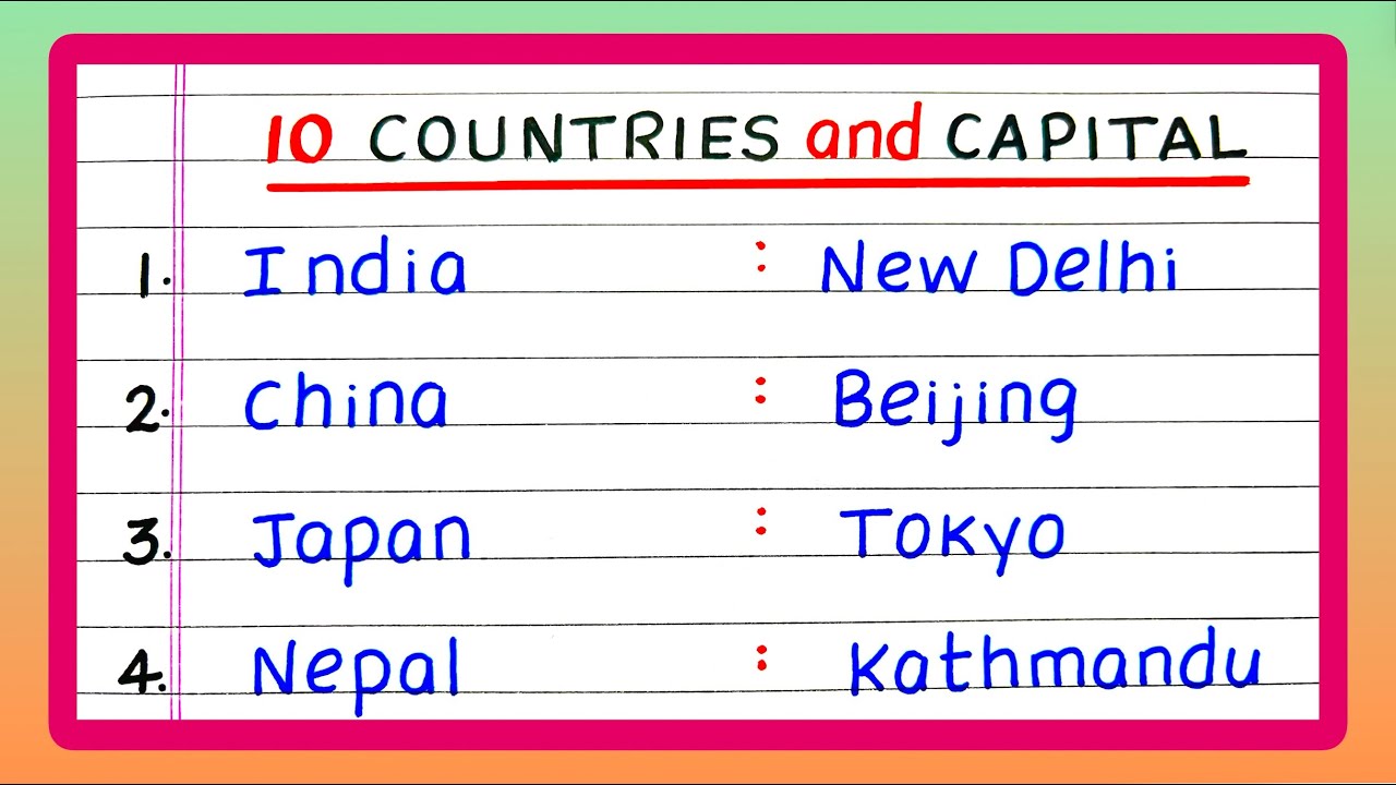 10 Countries and their Capital | 10 Countries and their Capital Name | Important Countries