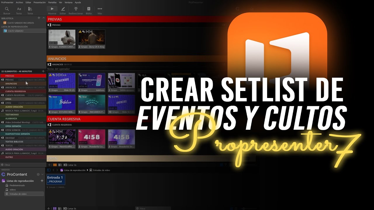 Como Crear SETLIST Para Eventos y Cultos en ProPresenter 7