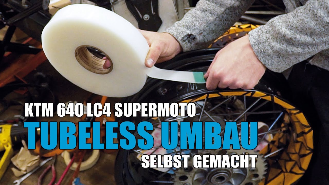 KTM 640 LC4 Supermoto Tubless conversion mod / Umbau auf schlauchlose Reifen