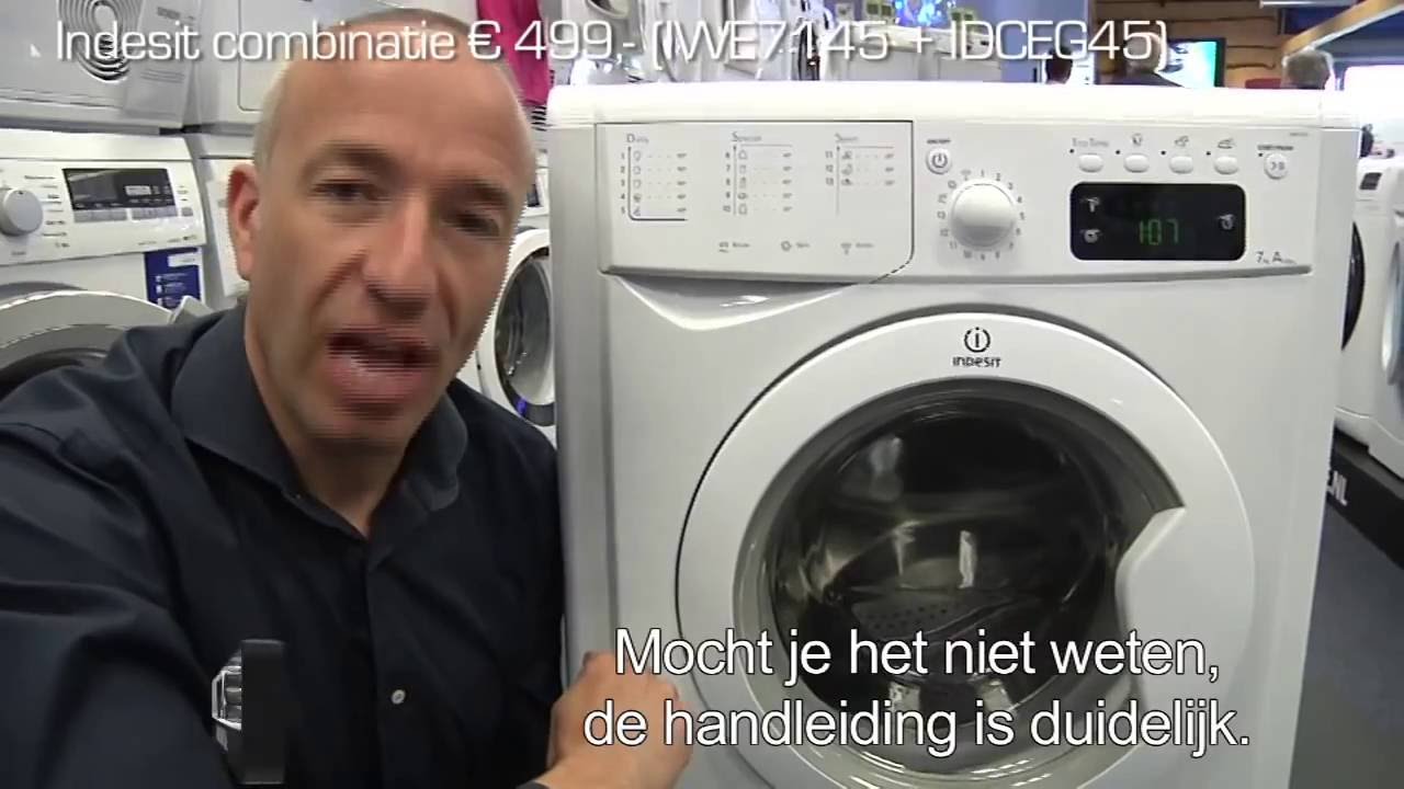 Indesit IWE7145 wasmachine + Indesit IDCEG45 wasdroger duo review en unboxing
