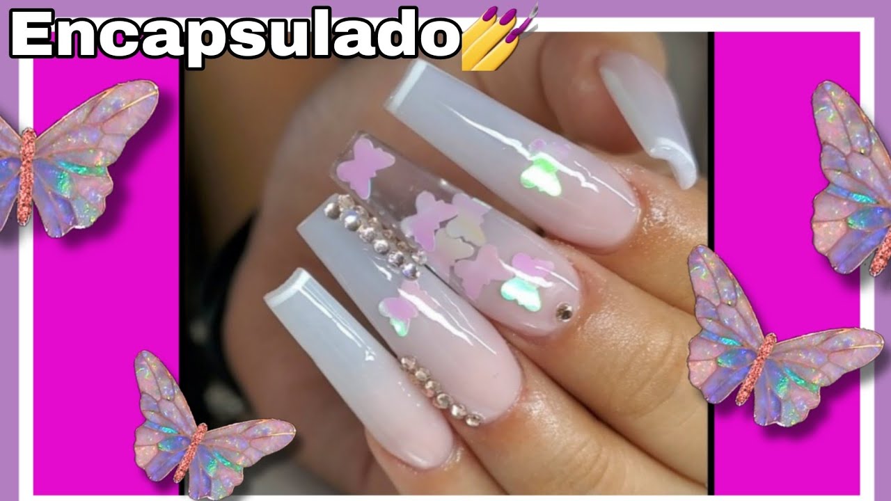 Encapsulado mariposas muy grandes 😰 Uñas paso a paso