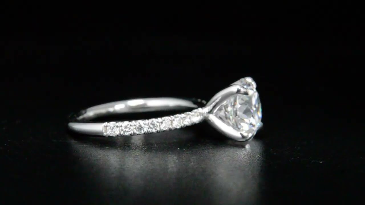 Natural Round Cut U-Pave Diamond Engagement Ring - GIA Certified