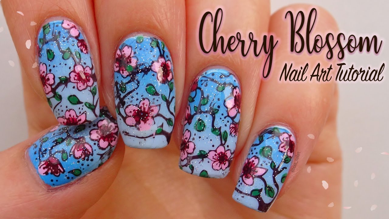 CHERRY BLOSSOM NAILS | Reverse Stamping Nail Art