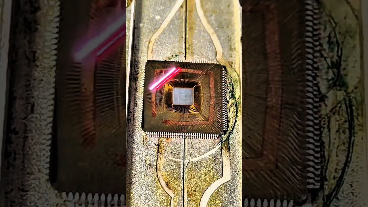 Revealing the internal structure of TI DSP chip? #electronics #utubeshorts #shortsfeed #pcb #trend