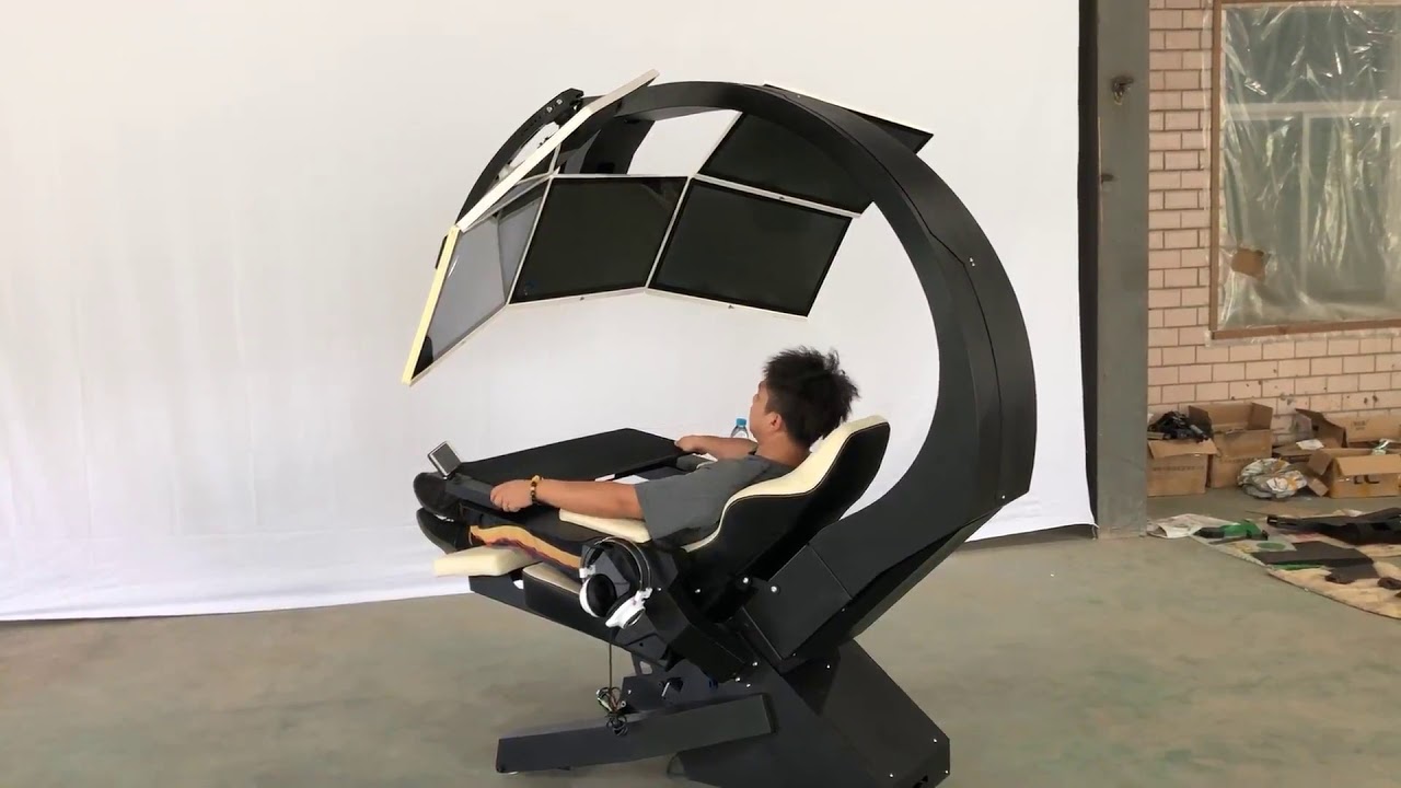 IW-320 workstation chair demo with 5 monitors!
