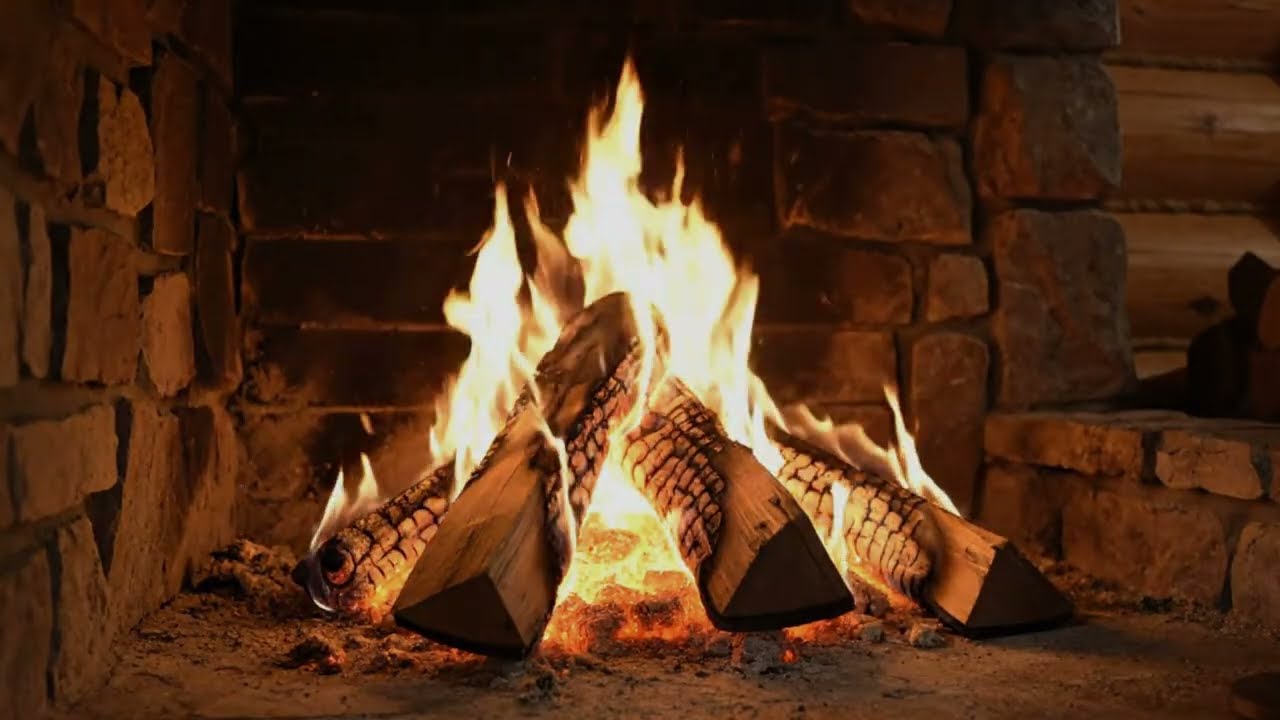 3 Hours Close-Up Stone Fireplace | Deep Sleep & Relaxing Fire Sounds (4K)