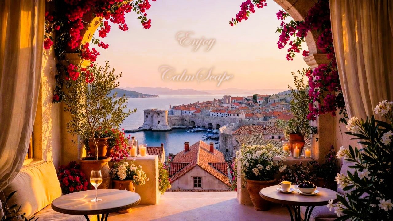 Dubrovnik Old Town Sunset Café 🌅 Cozy Ambience & Soft Relaxing Music