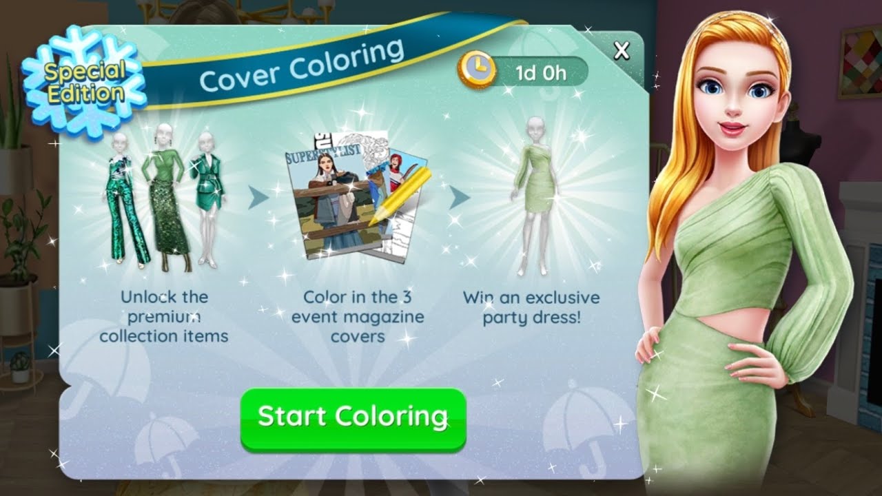 💚Super stylist - Cover Coloring event dress unlocked! indeed beautiful!! #superstylistgame