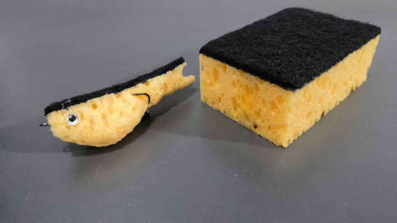 How to make fishing lure from a sponge.