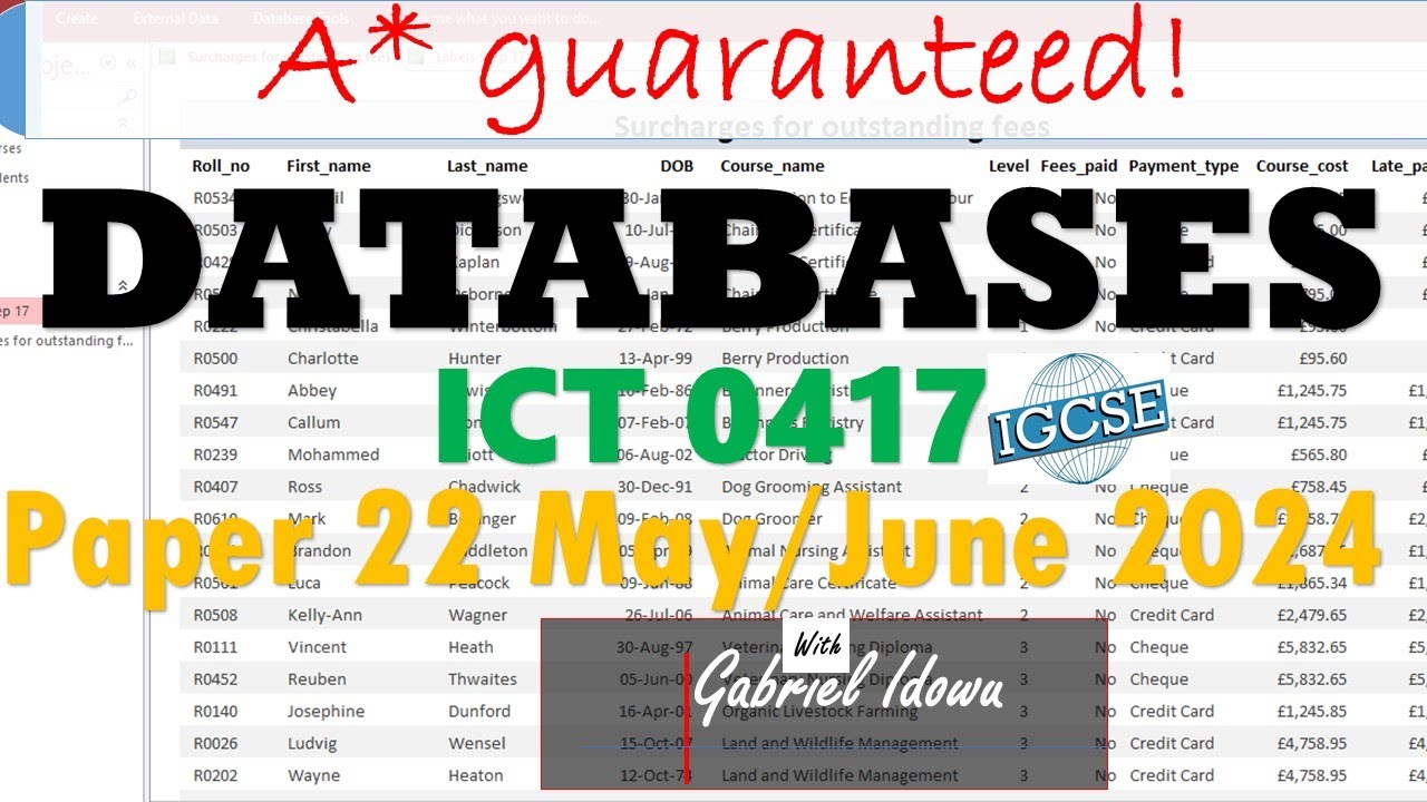 IGCSE || ICT 0417 || May/June 2024 || Paper 22 || Databases using MS Access