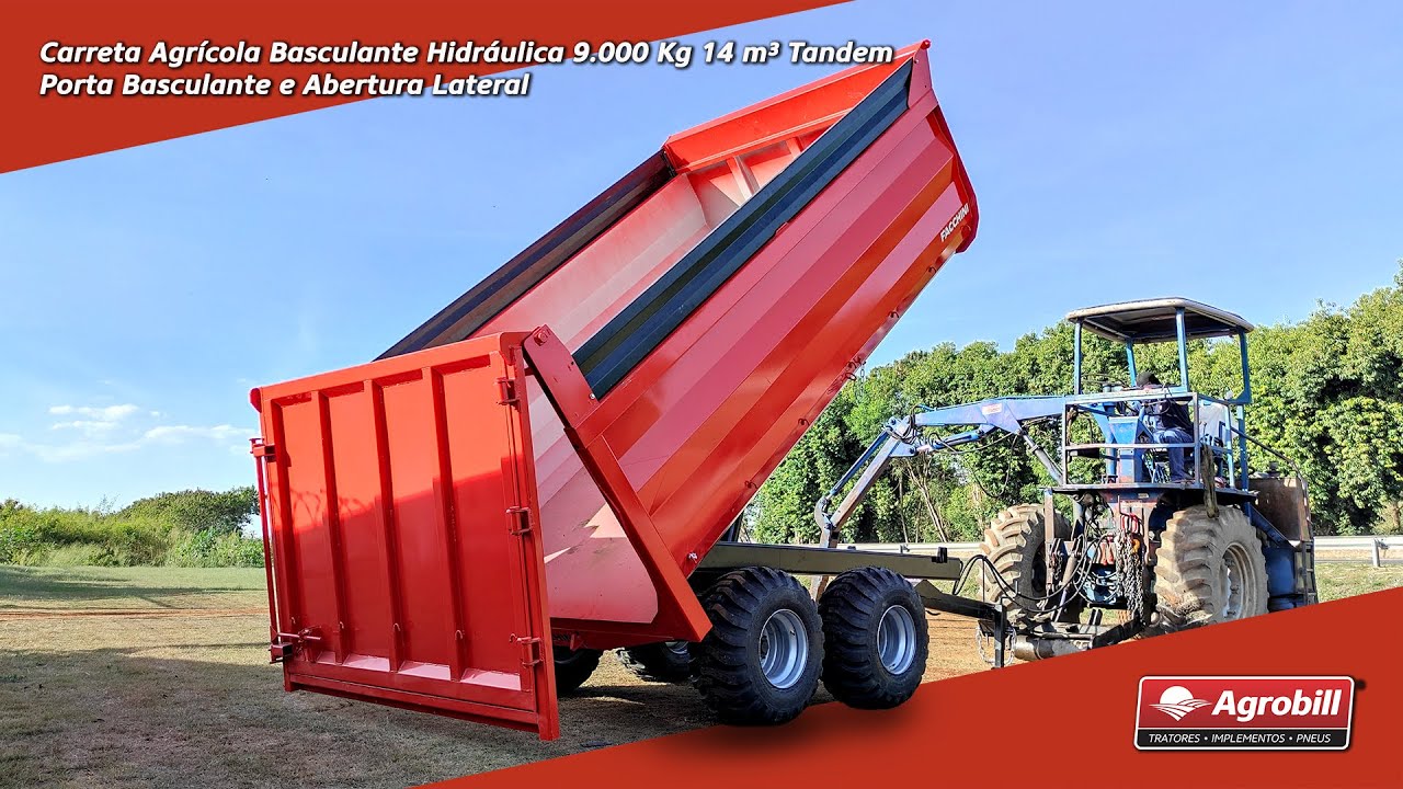 Carreta Agrícola Basculante Hidráulica 9 000 Kg 14 m³ Tandem