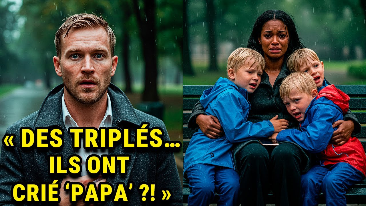 Sur un banc sous la pluie, il reconnut son amante noire abandonnée... Les triplés
