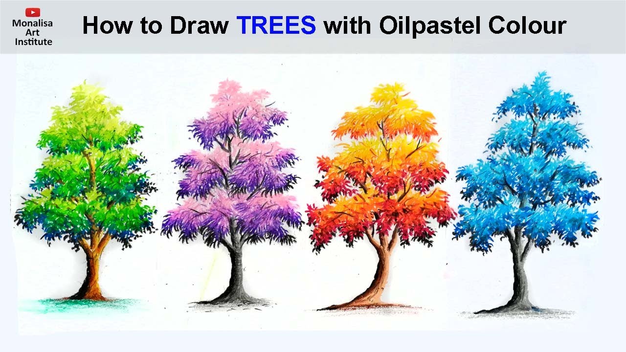 How to draw Tree with Oilpastel Colour | Tree Drawing with Oilpastel Color step by step #TreeDrawing