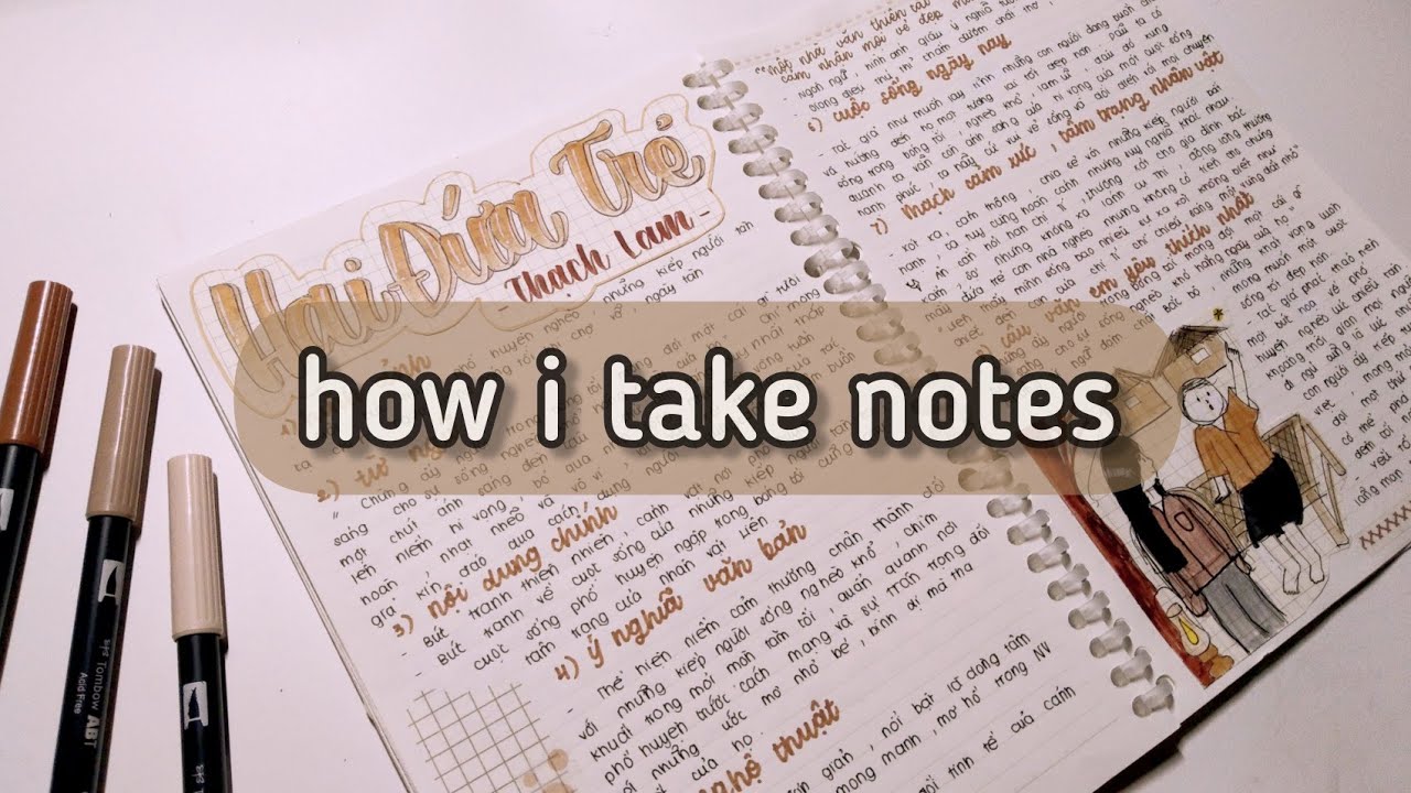 một bài ghi chép môn Văn chỉ toàn màu nâu // how i take Literature notes with brown pen //