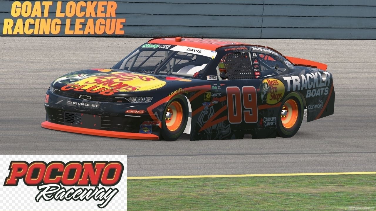 Driving my fat @$$ off.  iRacing Goat Locker racing league at Pocono.