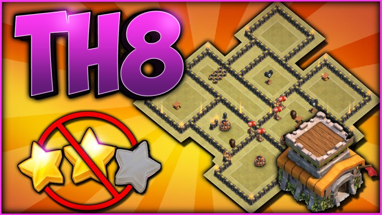 DISEÑO DE GUERRA ANTI 3 ESTRELLAS TH8 + Replays | Best th8 anti 3 stars war base