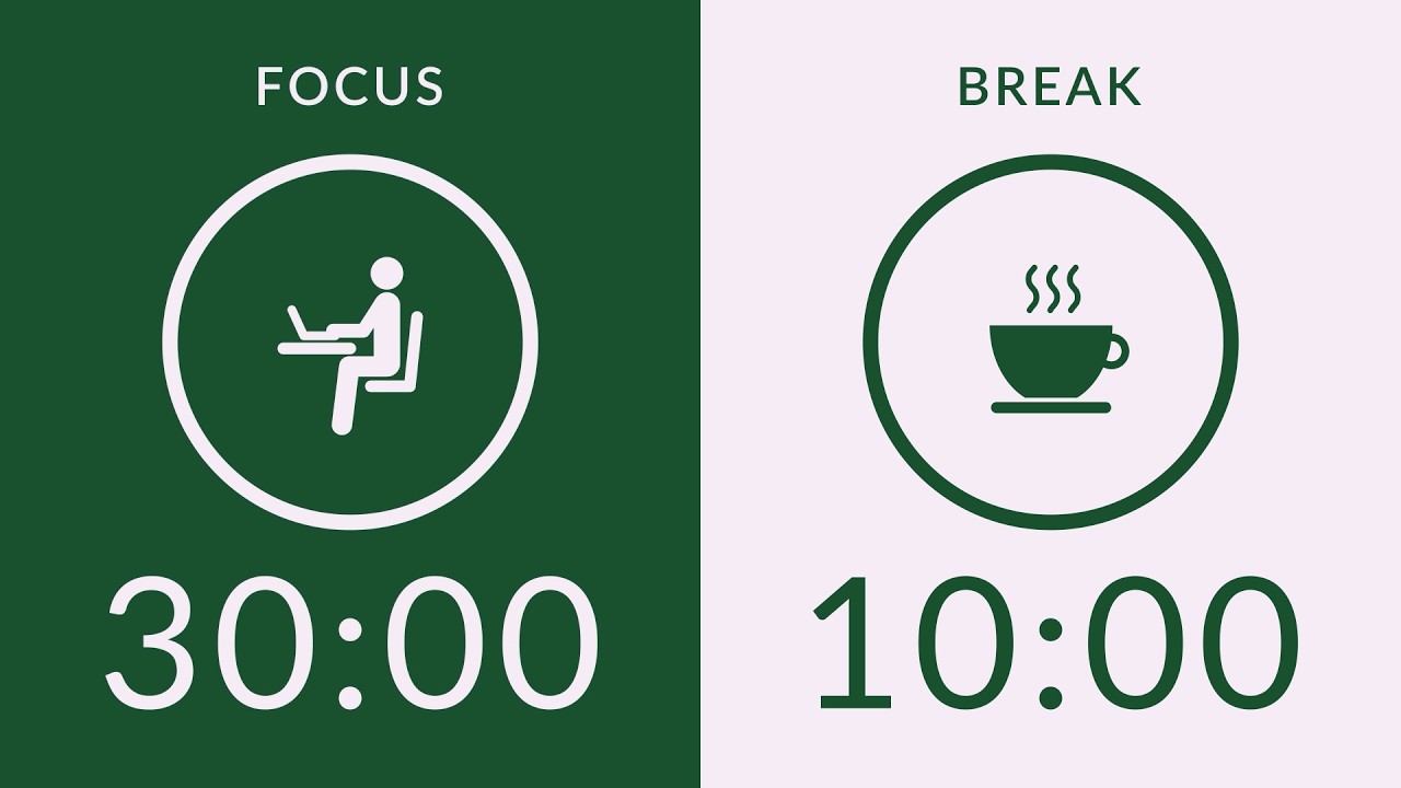 30/10 Pomodoro Timer with Green Noise 🎧 3-Hour Study with Me for Deep Focus & ADHD ✨