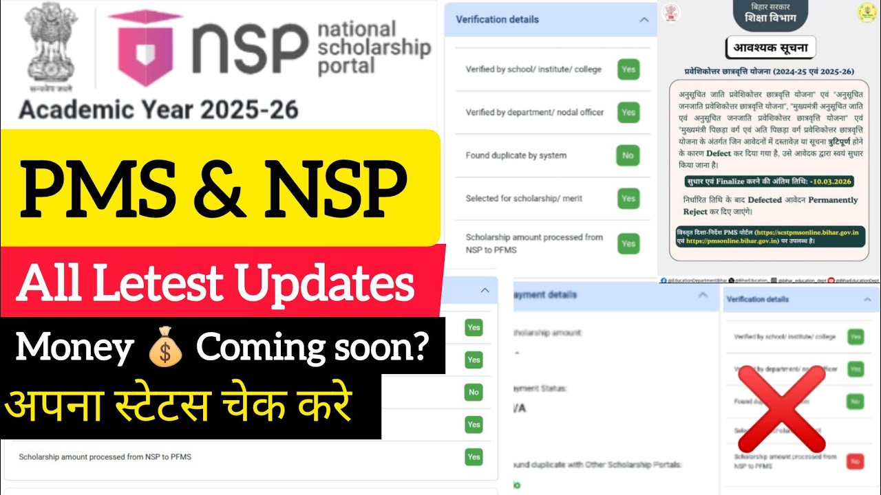 NSP & PMS Scholarship Latest Update 2026 | Verification, Merit List & Payment Update 🔥 