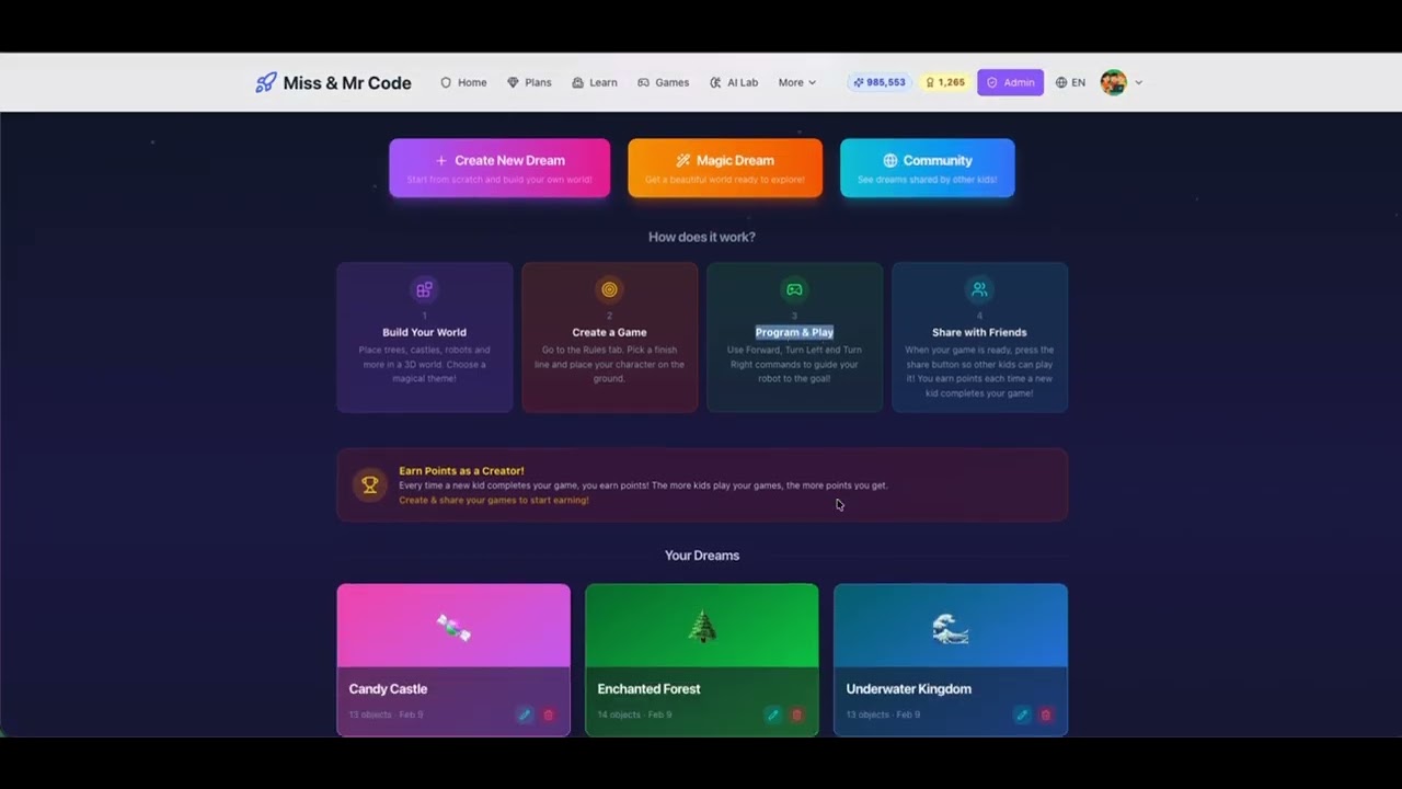 Create Your Own 3D Game World – Coding & Creativity for Kids | Dream Worlds