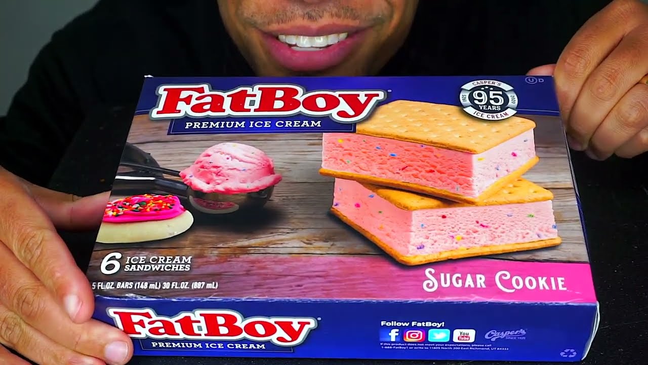 ASMR FATBOY ICE CREAM SANDWICHES SUGAR COOKIE EATING MOUTH SOUNDS JERRY REVIEW