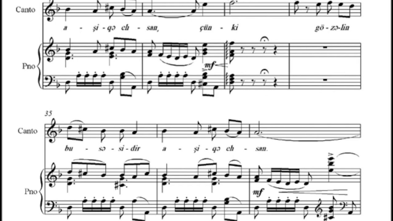 Partitura Uzeyir Hacibeyov - Sevgili canan (audio + sheet music) - Azerbaijan