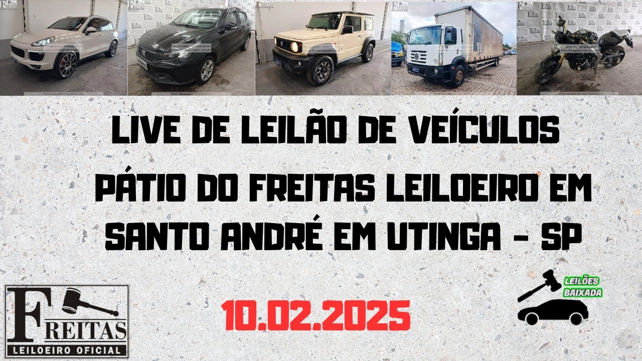 LIVE DE LEILÃO DE VEÍCULOS NO PÁTIO DO FREITAS LEILOEIRO DIA 10.02.2026