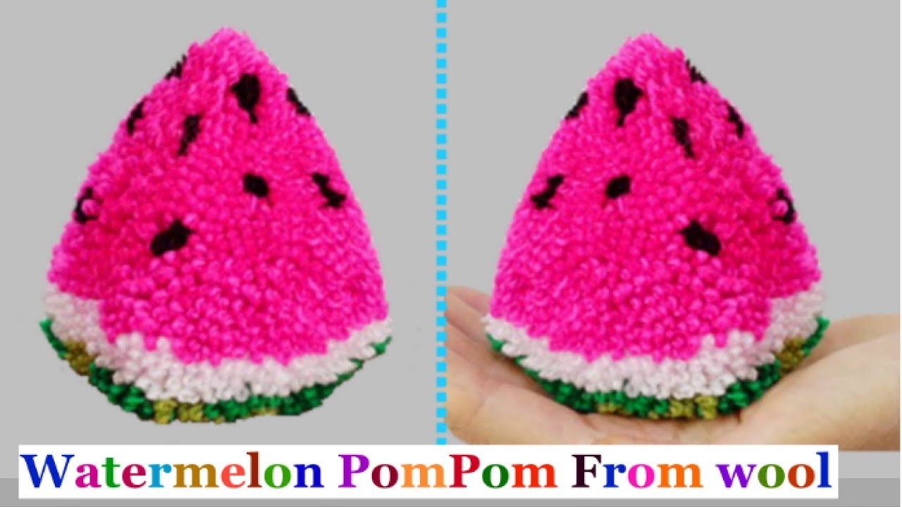 pom pom Watermelon making From yarn/wool step by step at home-pompom making|DIY Yarn/Wool craft idea