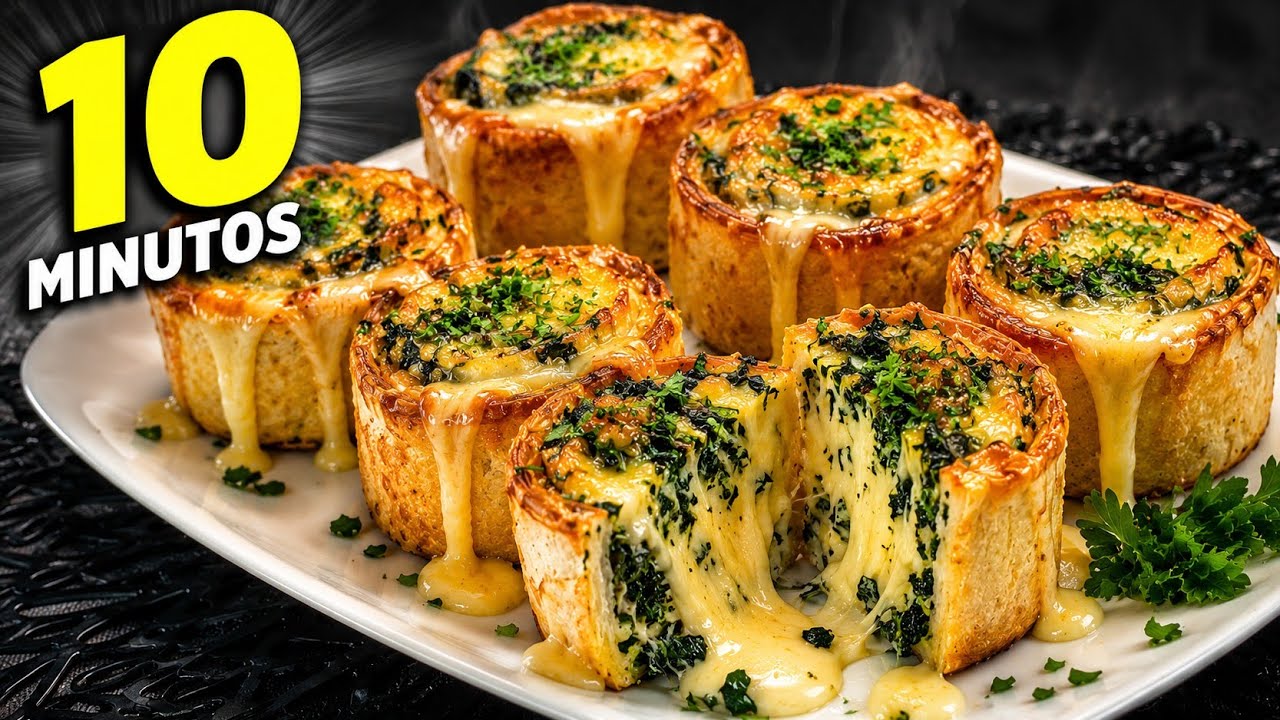 Rolls de Espinacas y Queso en 10 Minutos | Receta Fácil en Freidora de Aire