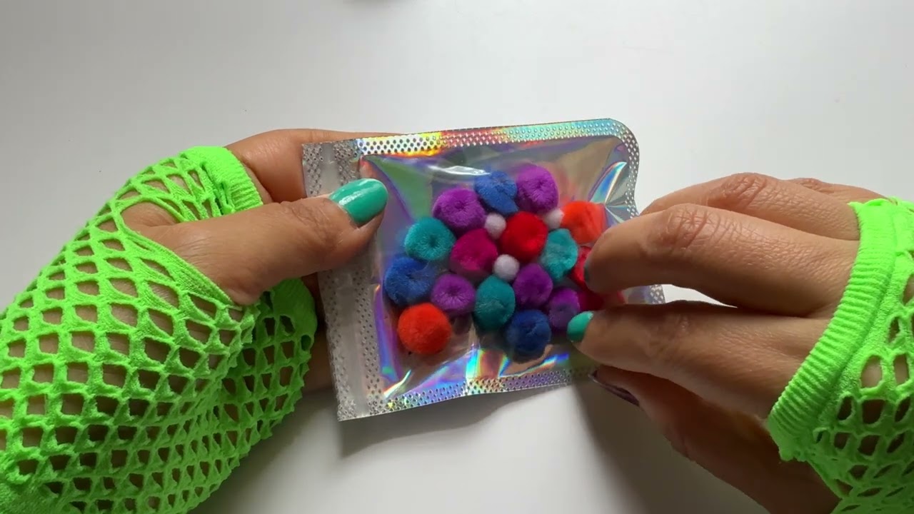 Soft Pom-Poms On A Crackly Bag✨ |tapping No Talking ASMR| #triggersforsleep #relaxing #asmrsounds