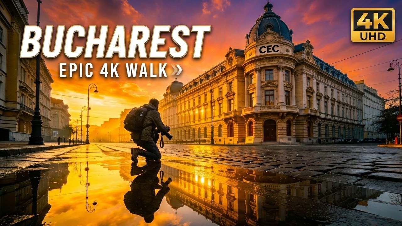 Peaceful Morning 4K Walk Bucharest Lipscani Old Town to Calea Victoriei 2026