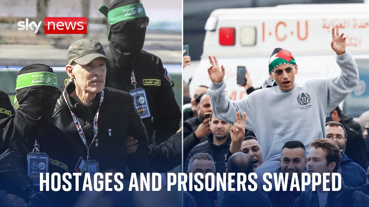 Hamas releases three Israeli hostages - as Palestinian prisoners also freed