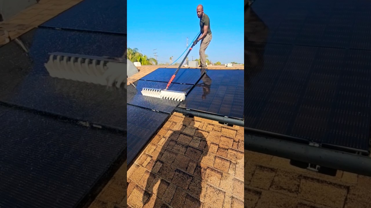 Solar Panel Cleaning with the J Racenstein Rotary Brush #ampressurewashing