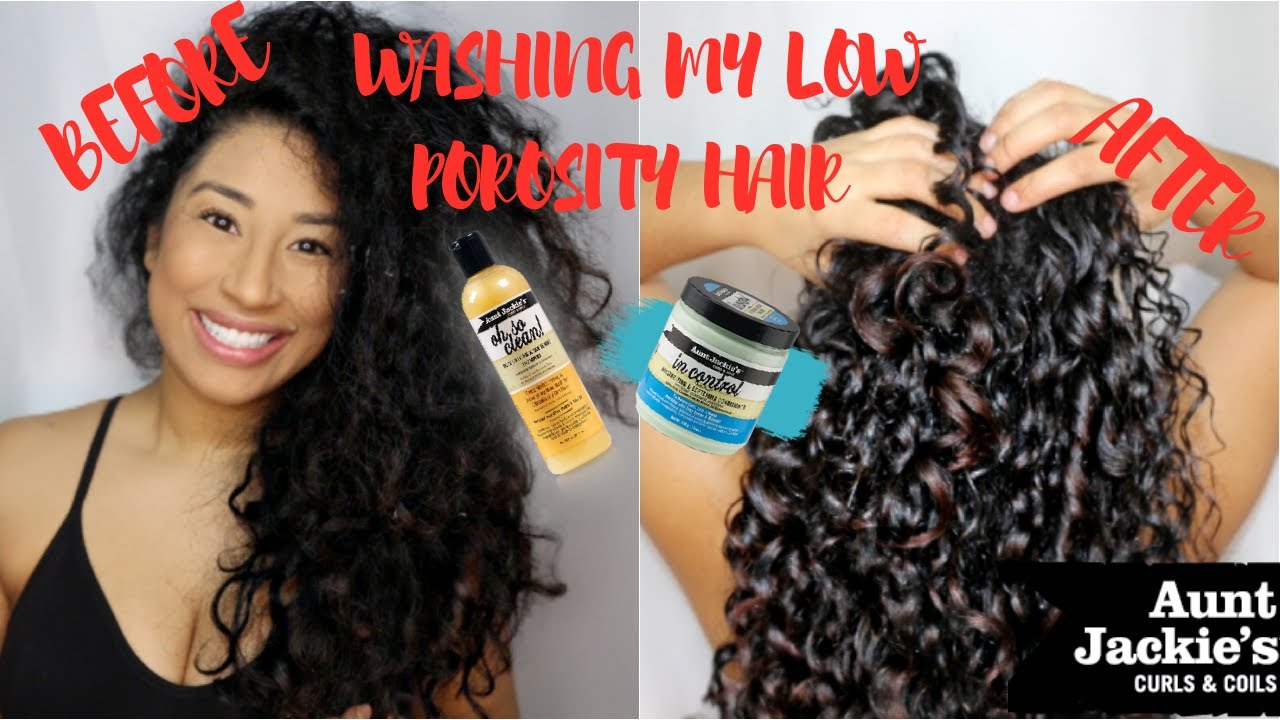 Aunt Jackies Curls and Coils Oh So Clean Shampoo and In Control Conditioner on Low Porosity Hair