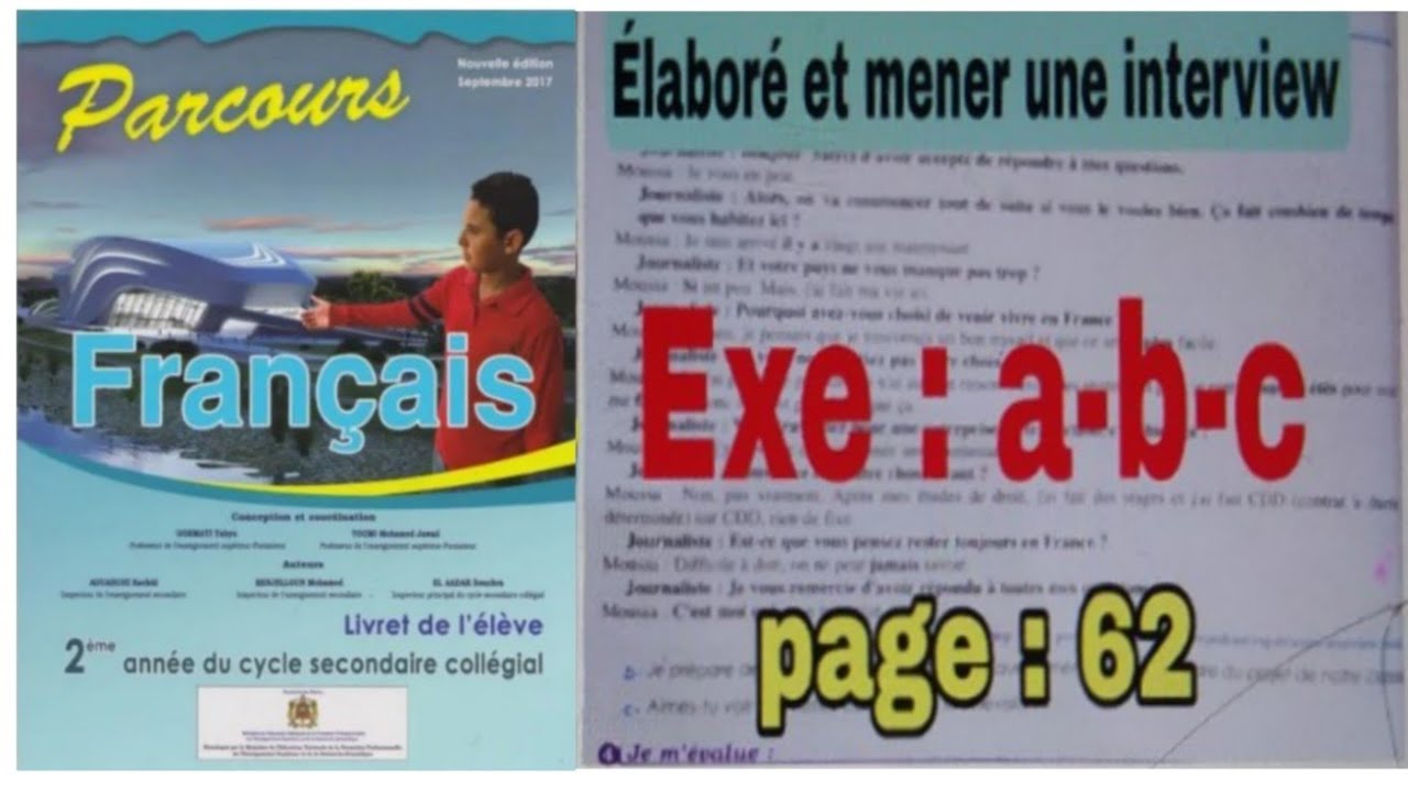 Parcours français élaboré et mener une interview page 62 sequence 4