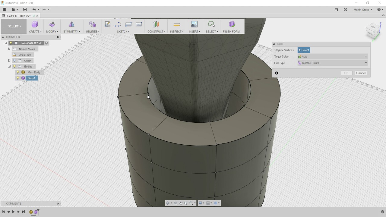 Let's CAD - Fusion 360 - Folge 007 - Freeform Pegboard Halter / Sculpt