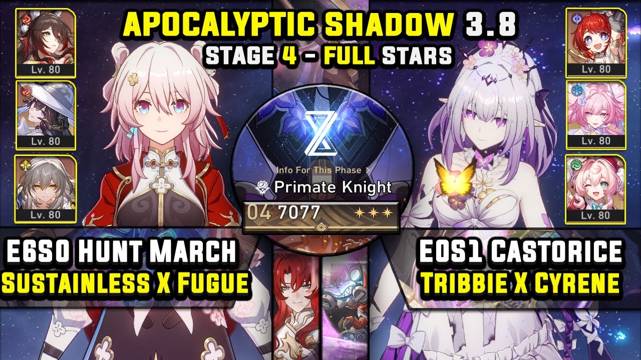 E6 Hunt March Carry W/ Fugue & E0 Castorice Carry (3 Star) Apocalyptic Shadow 4 Honkai Star Rail 3.8