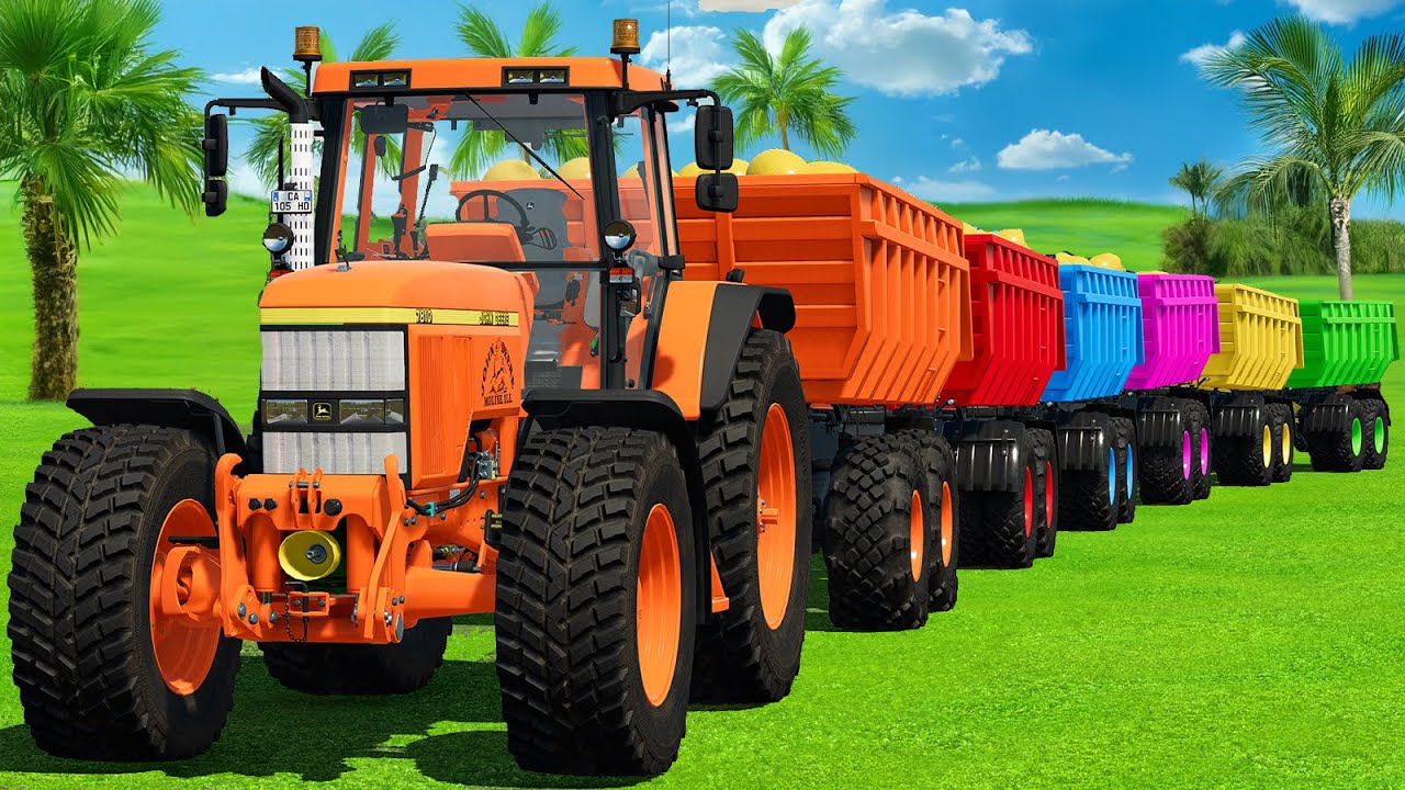 LOAD STRAWBERRIES & TRANSPORT WITH JOHN DEERE TRACTORS - FARMING SIMULATOR 22